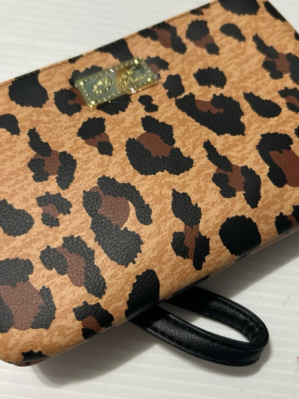 Betsey Johnson Leopard Print Wristlet with Black Cat Coin Purse